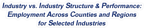 New Jersey - Industry vs. Industry Structure & Performance: Employment Across Counties and Regions for Selected Industries